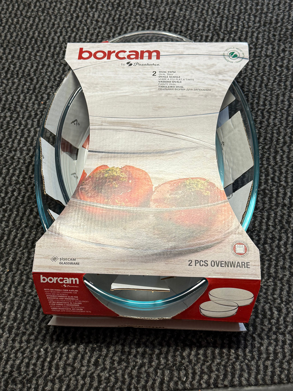 2-teilig Borcam-Set Backform Glas Auflaufform Servierform oval Glasauflaufform