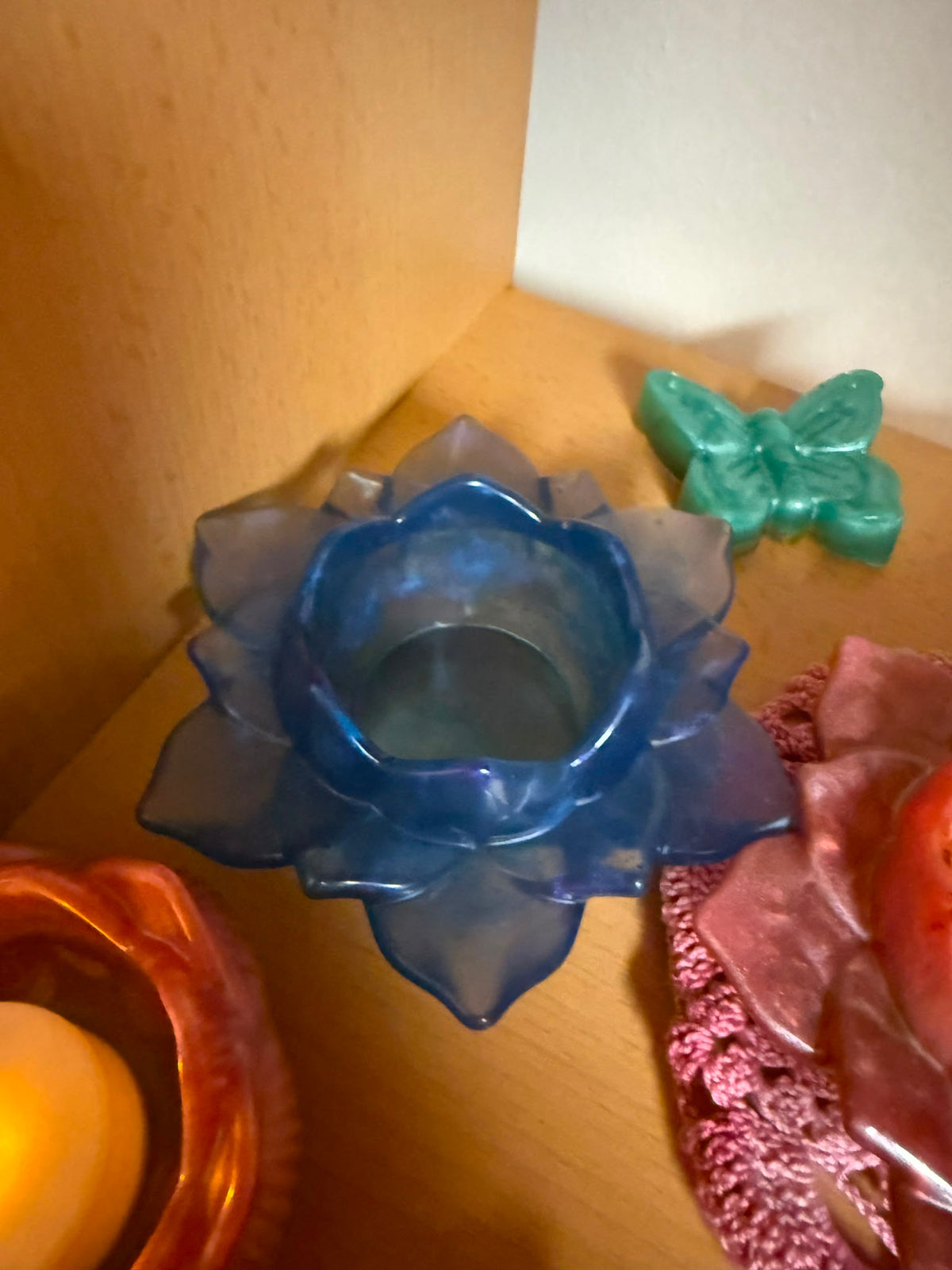 Blauer Lotusblumen-Kerzenhalter